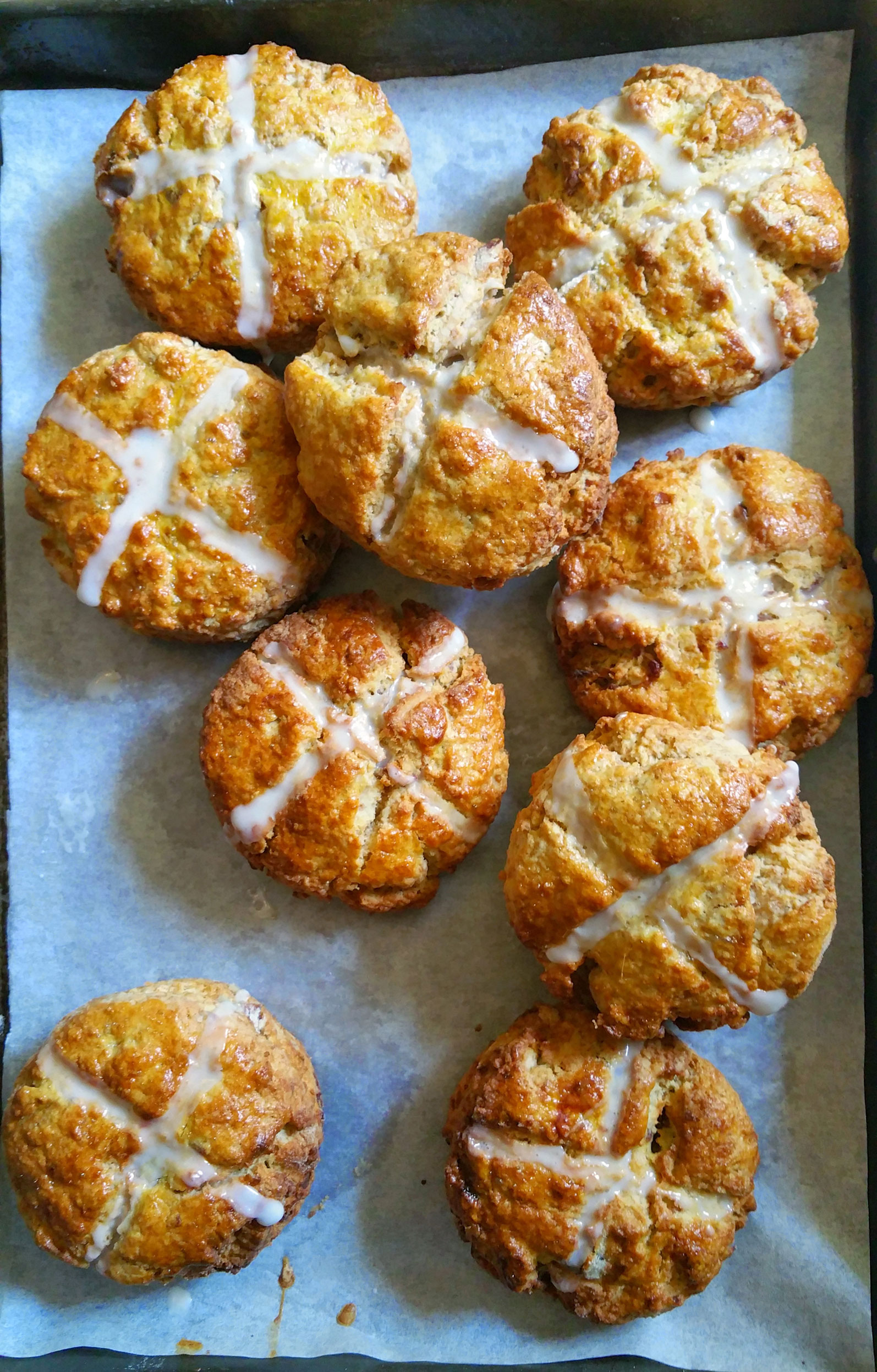 Hot Cross Scones {with rum soaked dates and toasted pecans}